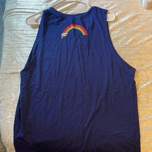 Fabletics Navy blue muscle tank with rainbow on back - size L